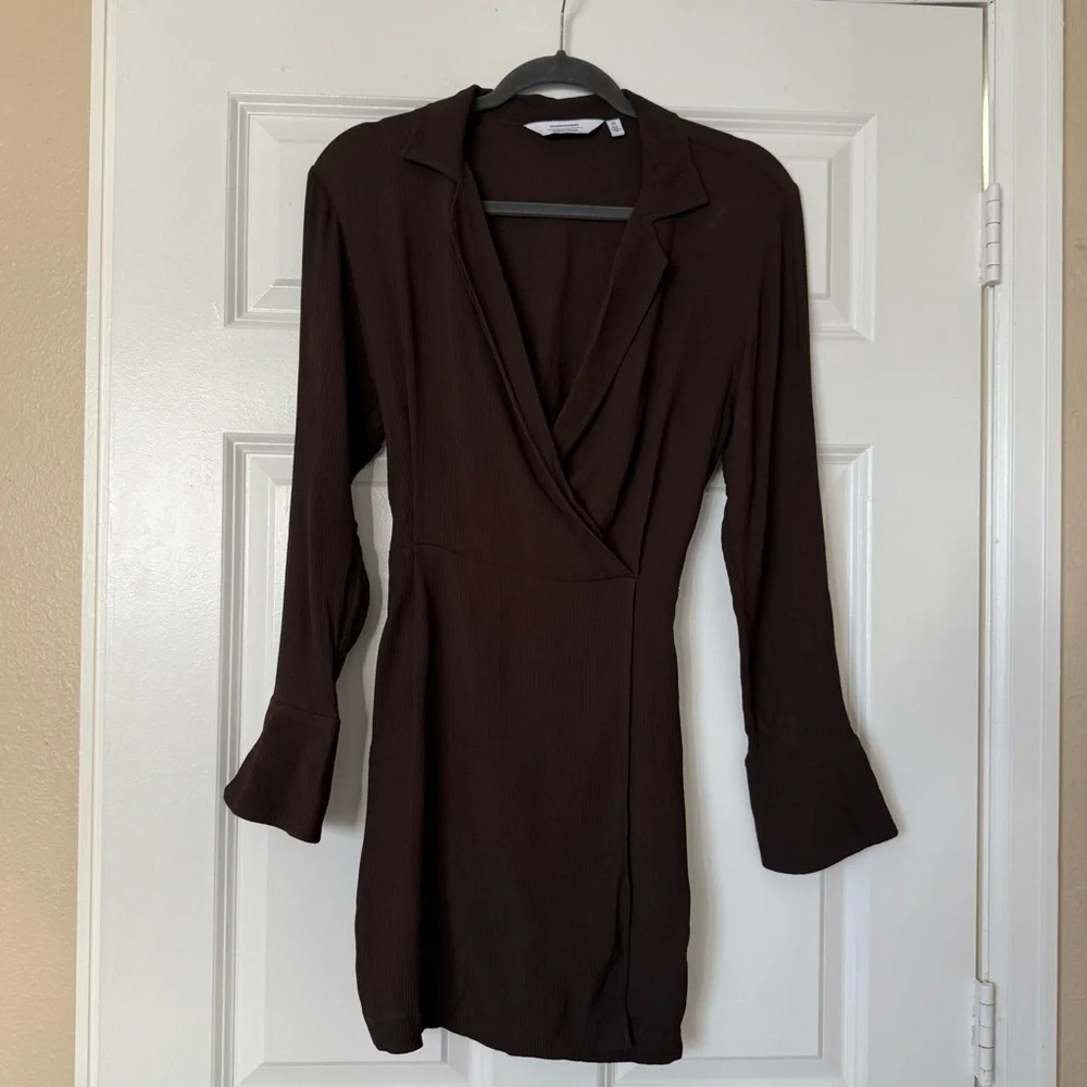 & Other Stories Collared Wrap mini dress brown size 0
